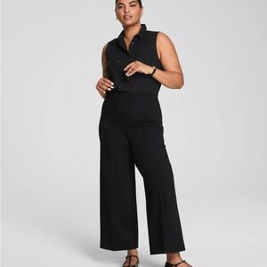 Spanx perfect pants Ponte cropped wide leg black medium